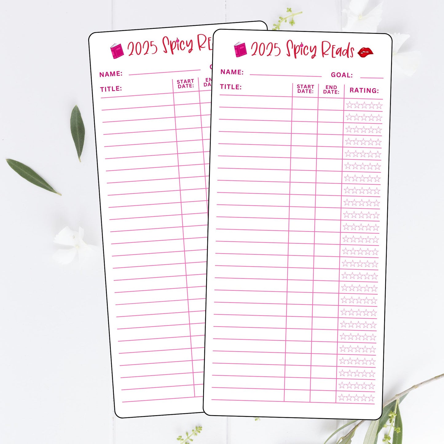 Spicy Book Club Reading Challenge Printable