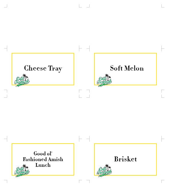 Schitts Party Food Tent Printables