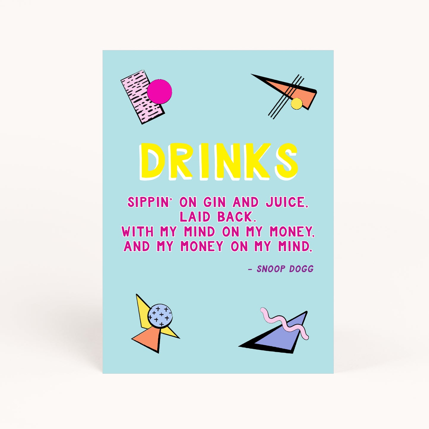 90s Party Drink Sign Printable