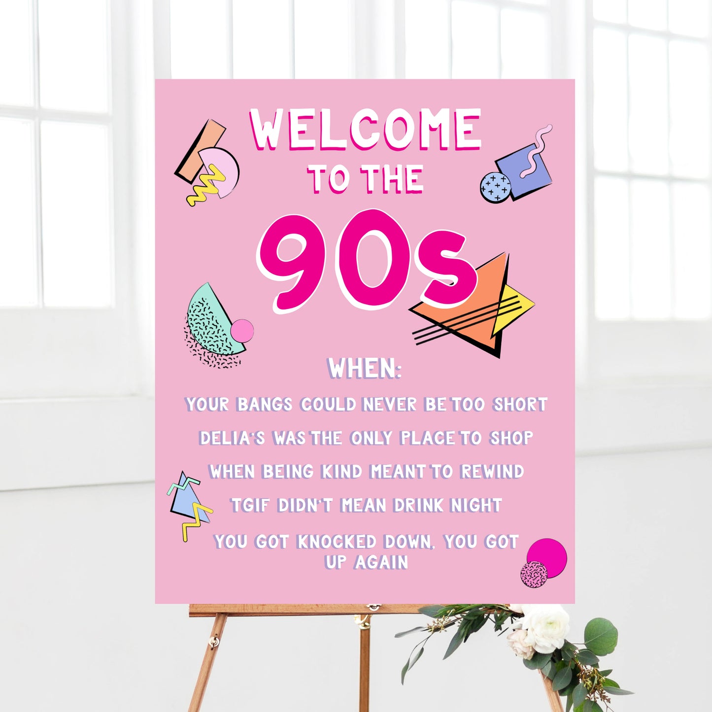 90s Party Welcome Sign Printable