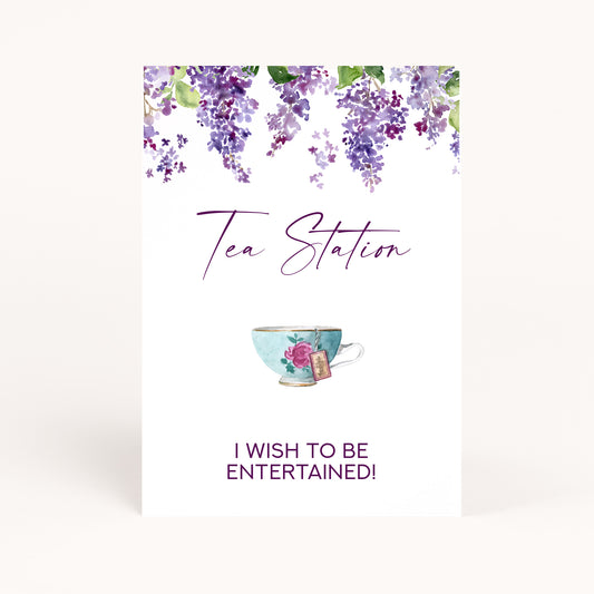 Bridgerton Bridal Shower Tea Sign Printable