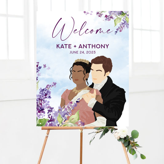 Bridgerton Bridal Shower Welcome Sign Printable - Kate & Anthony
