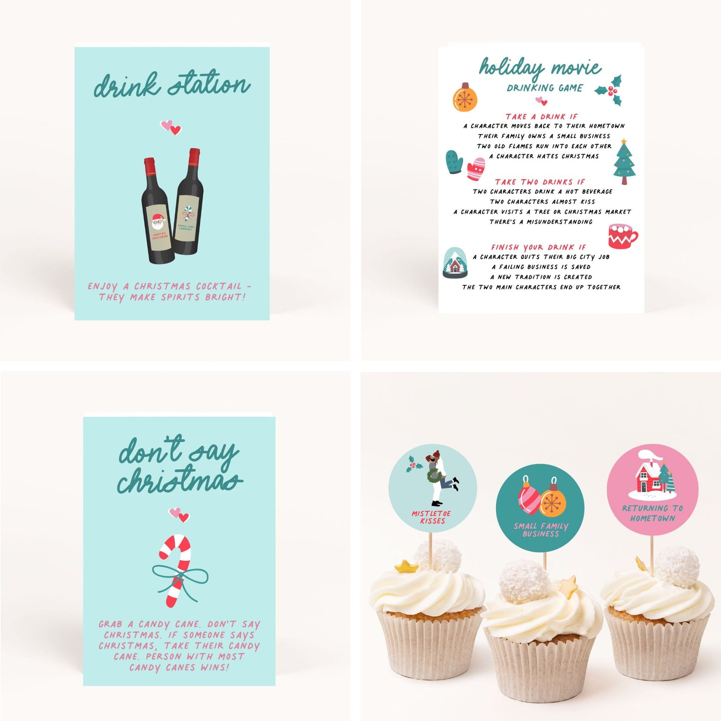 Romantic Christmas Movie Party Printable Package