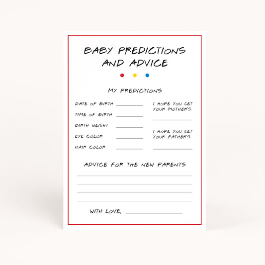 Friends Baby Shower Baby Predictions & Advice for the Mom Printables