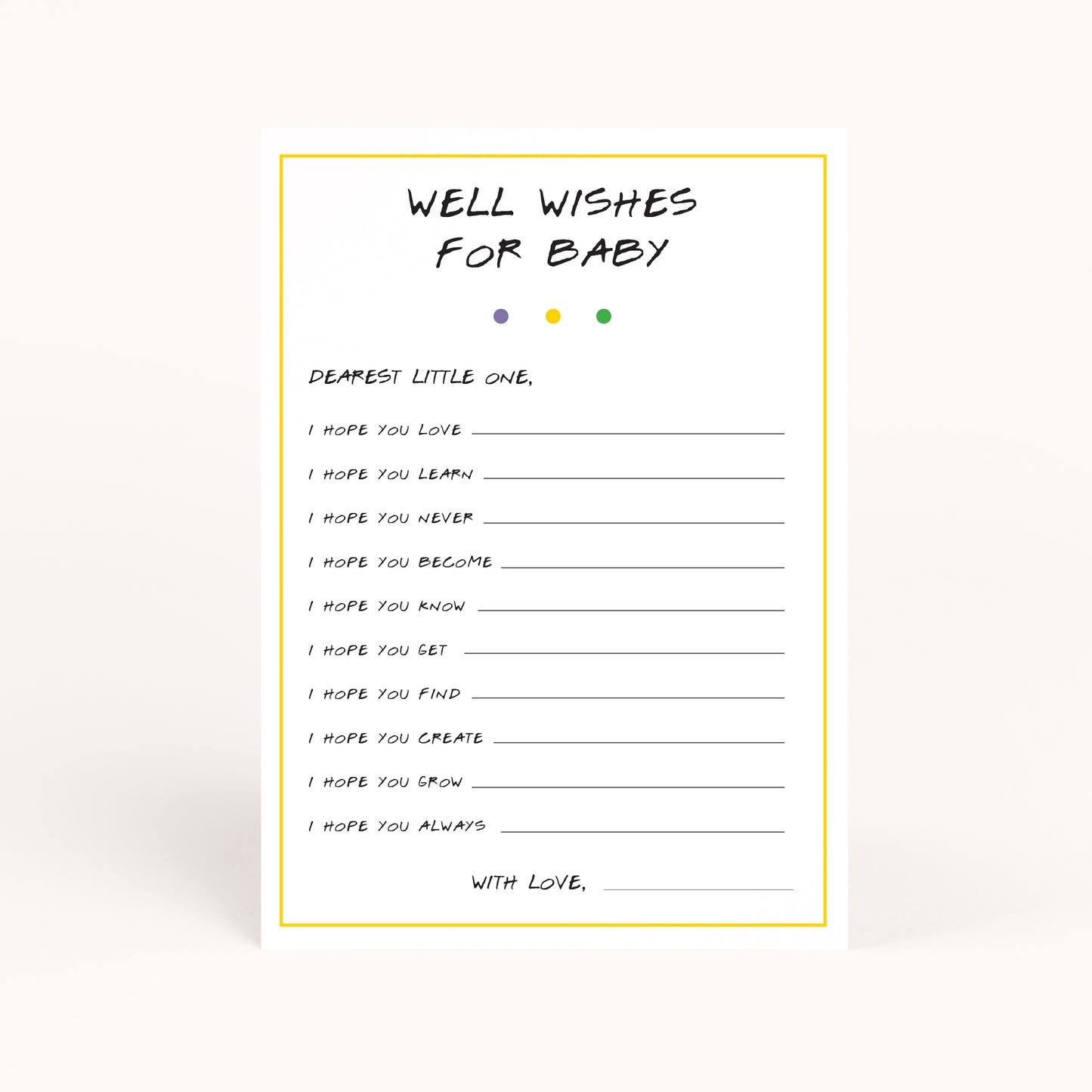 Friends Baby Shower Well Wishes for Baby Printable