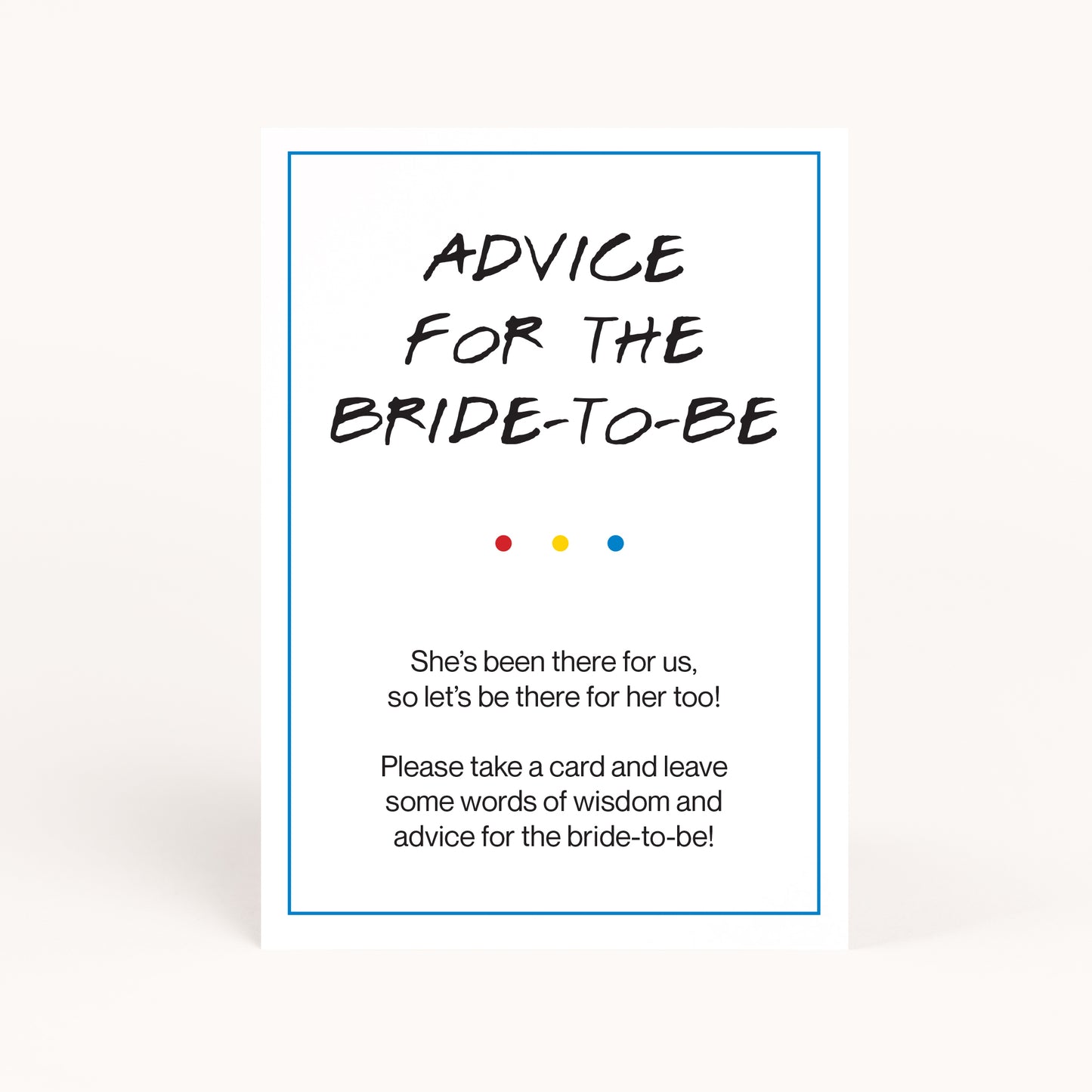 Friends Bridal Shower Advice for Bride Card Printables