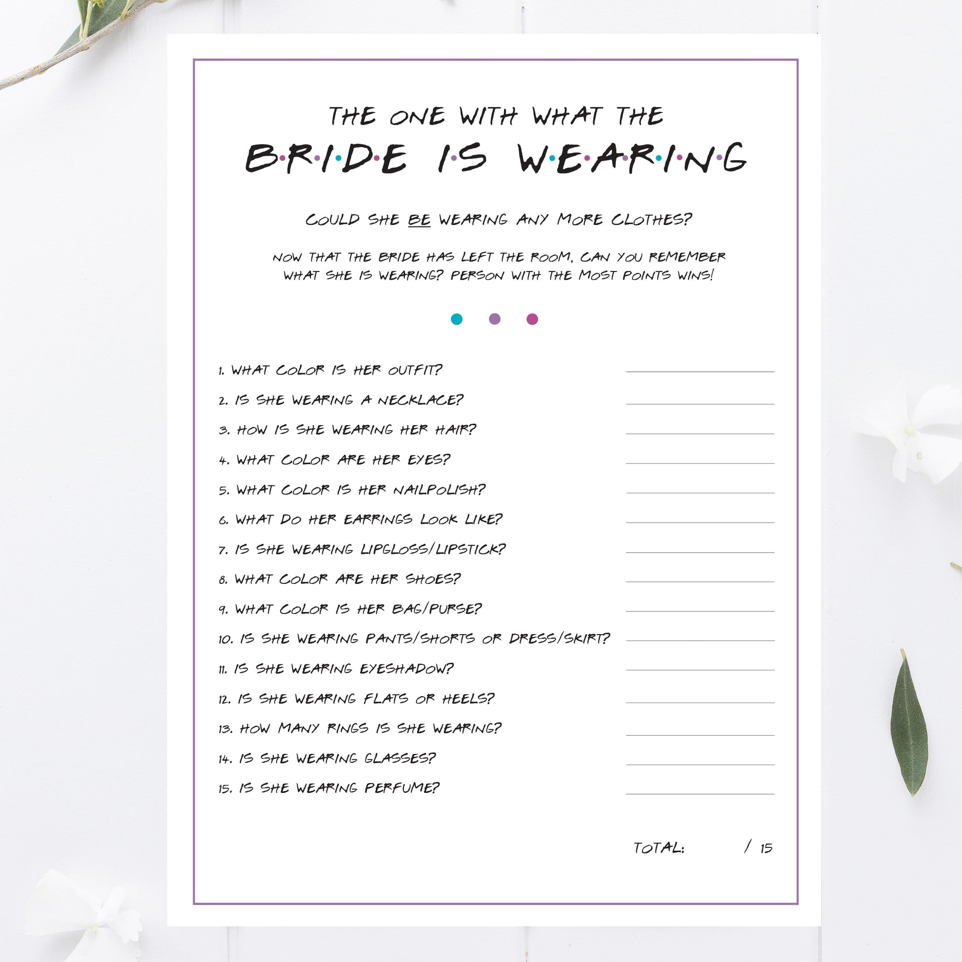 Friends Bridal Shower What is the Bride Wearing Game Printable awdesignsprintables Friends Bridal Shower What is the Bride Wearing Game Printable awdesignsprintables