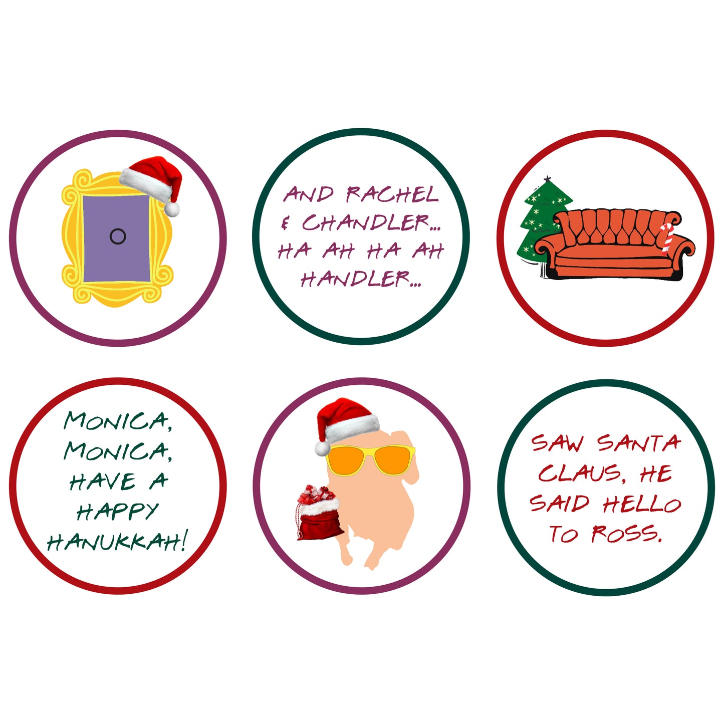 Friends Holiday Christmas Pie Toppers Printables
