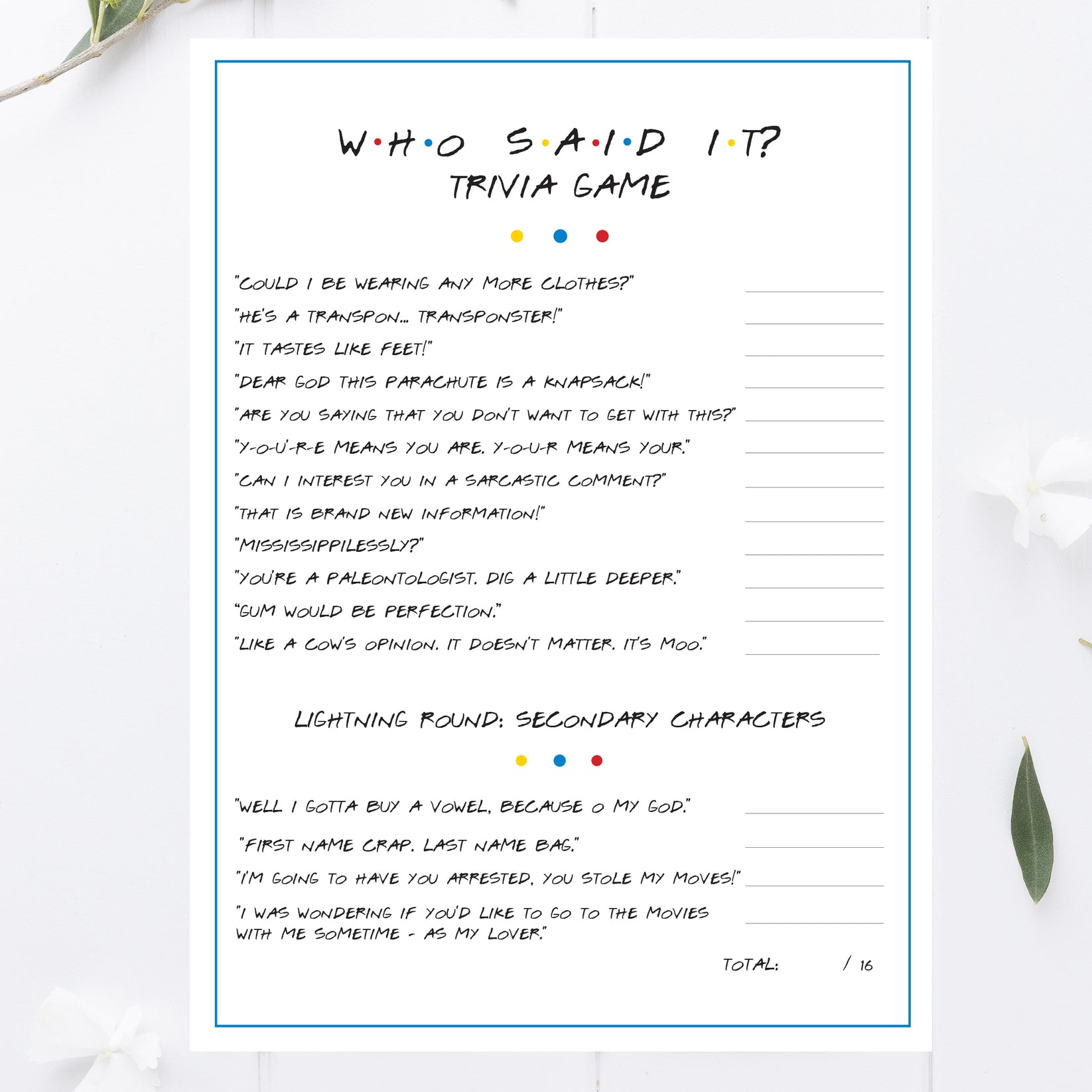 Friends Who Said It Trivia Game Printable – awdesignsprintables