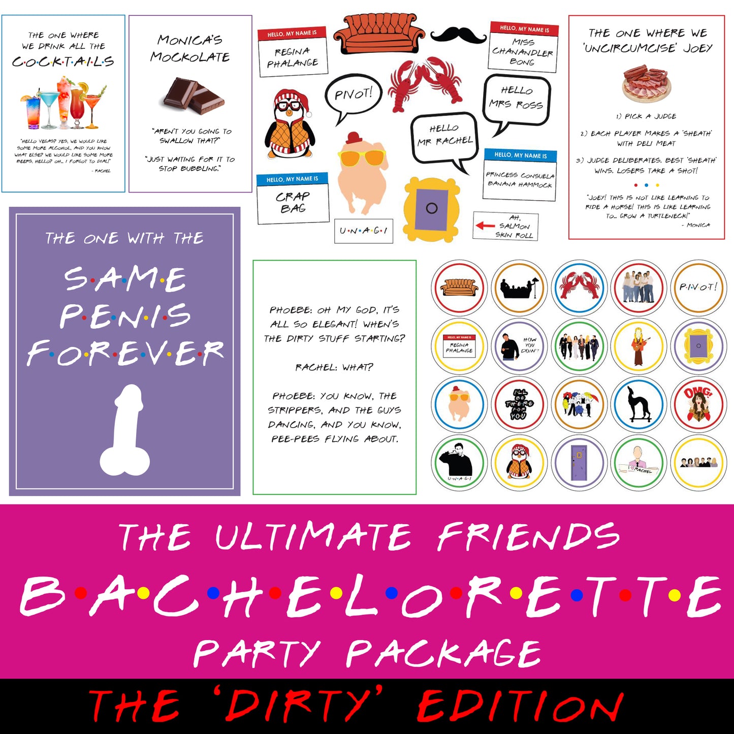 The Ultimate Friends DIRTY Bachelorette Party Printable Package