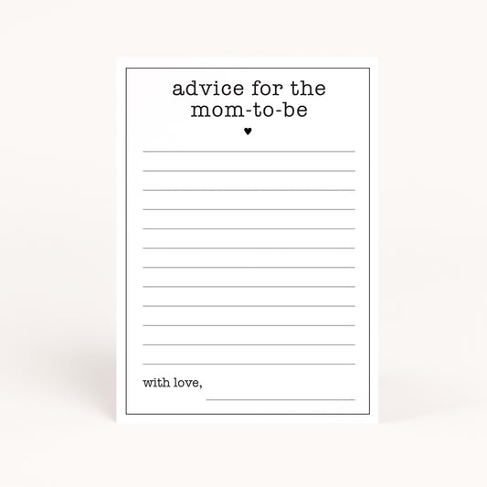 Office Baby Shower Advice For Mom Card Printables
