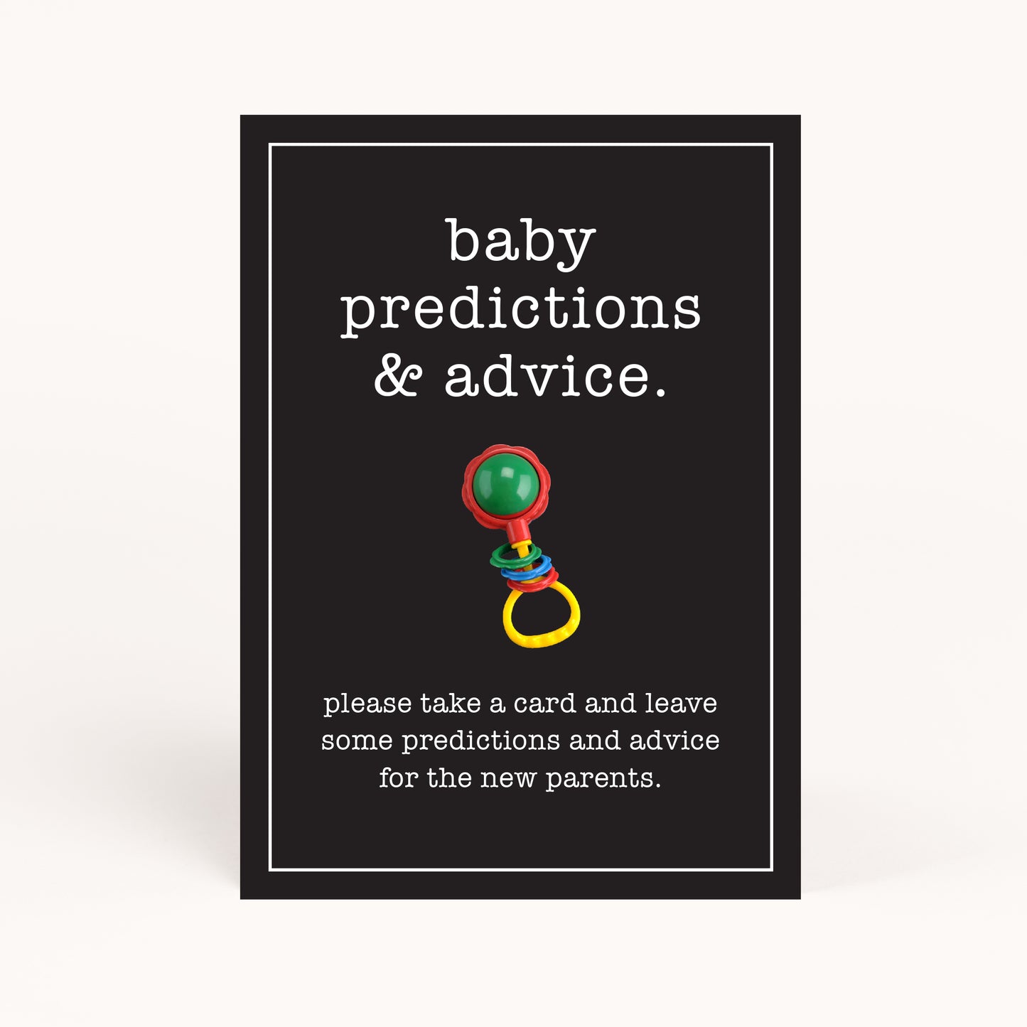 Office Baby Shower Advice and Baby Predictions Card Printables