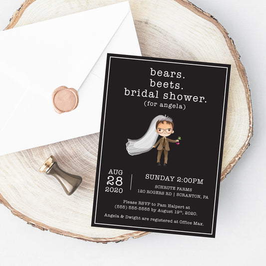 Office Bridal Shower Invitation Printable - Bears Beets Bridal Shower