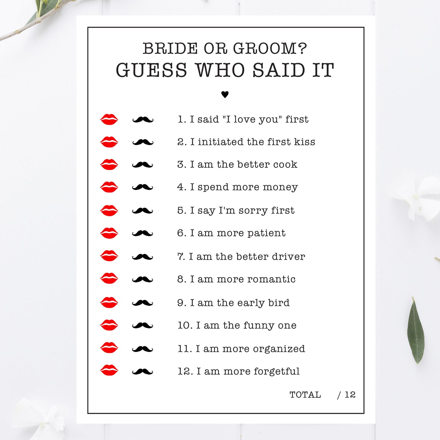 Office Bridal Shower Who Said It Bride or Groom Game Printable