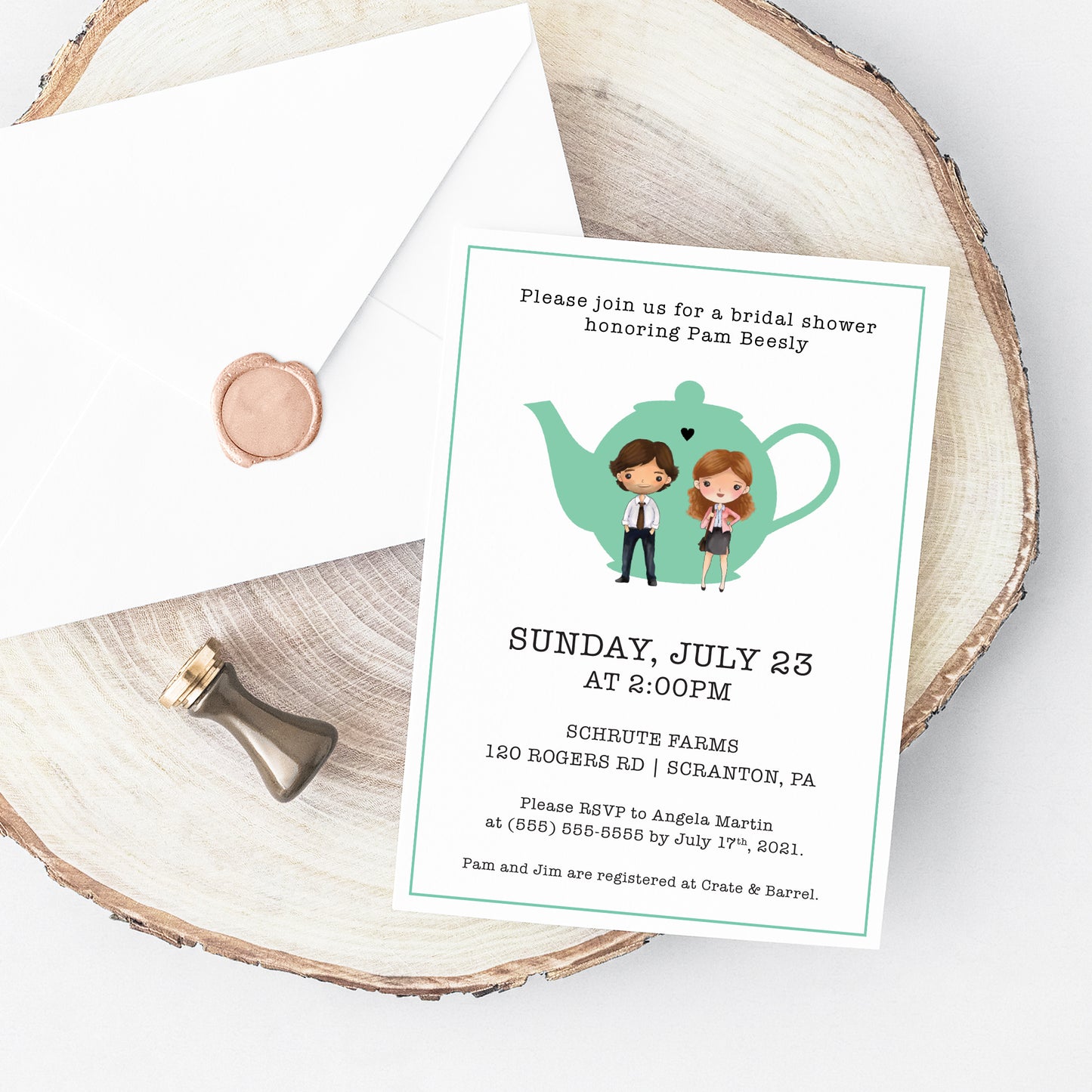 Office Bridal Shower Invitation Printable - Pam & Jim