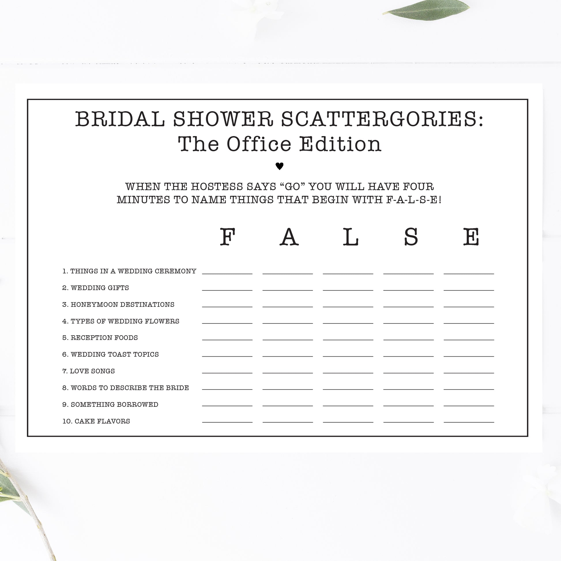 Office Bridal Shower Scattergories Game Printable – awdesignsprintables office-bridal-shower-scattergories-game-printable-awdesignsprintables