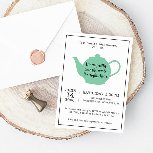 Office Bridal Shower Invitation Printable - Teapot