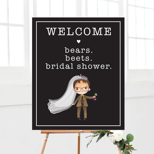 Office Bears Beets Bridal Shower Welcome Sign Printable
