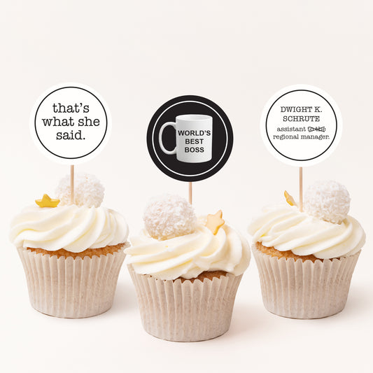 Office Party Cupcake Toppers Printable