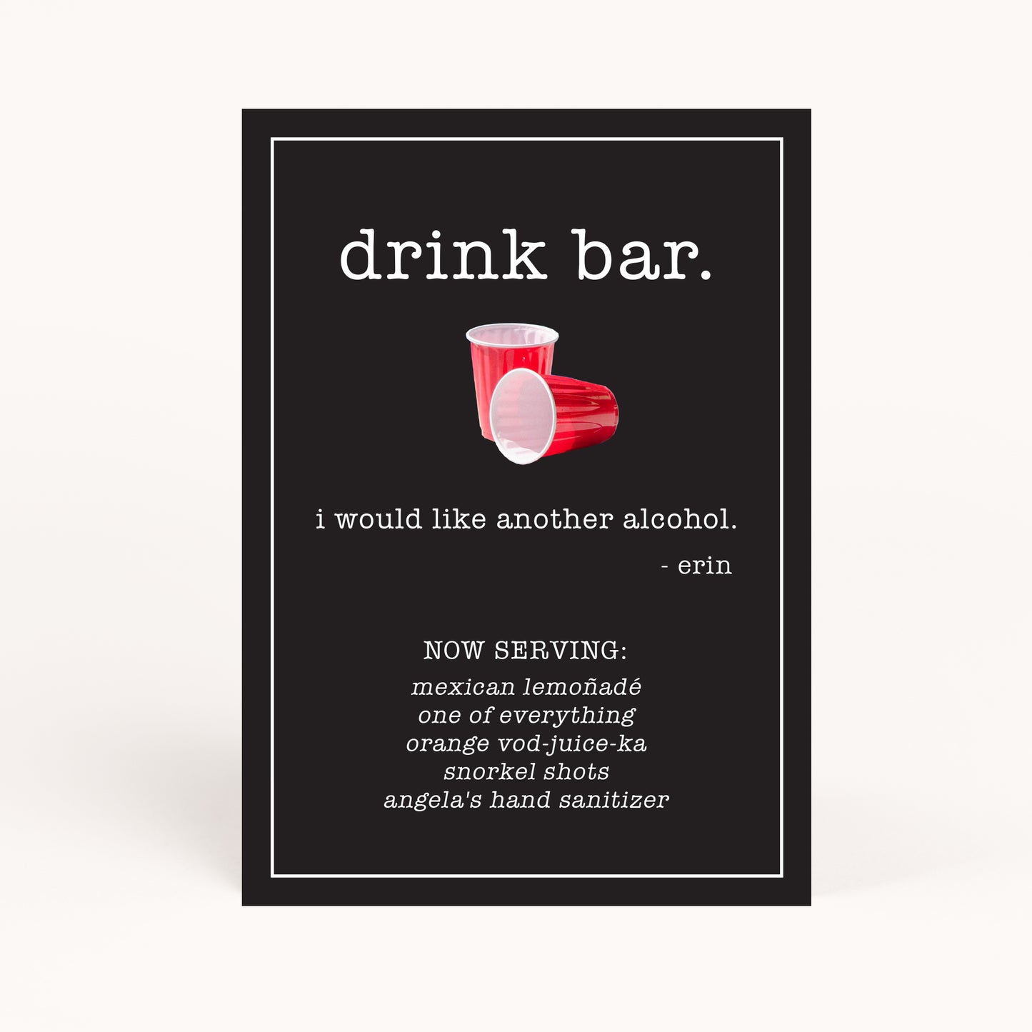 Office Party Drink Bar Sign Printable