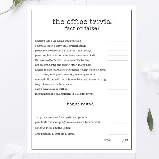 Office Party Trivia Game Printable