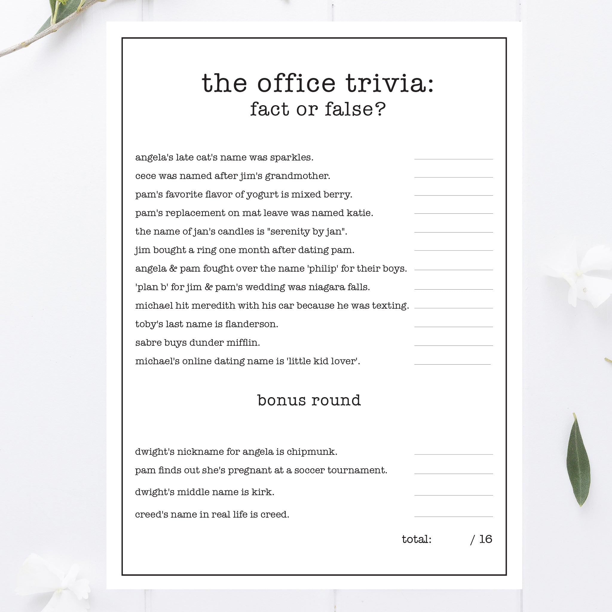 Office Party Trivia Game Printable awdesignsprintables