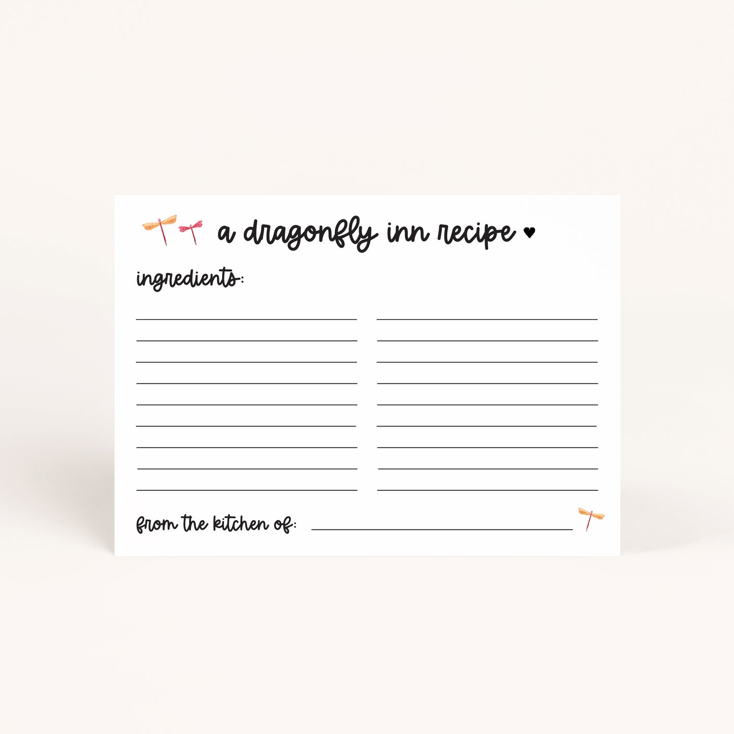 Gilmore Shower Recipe Card Printables