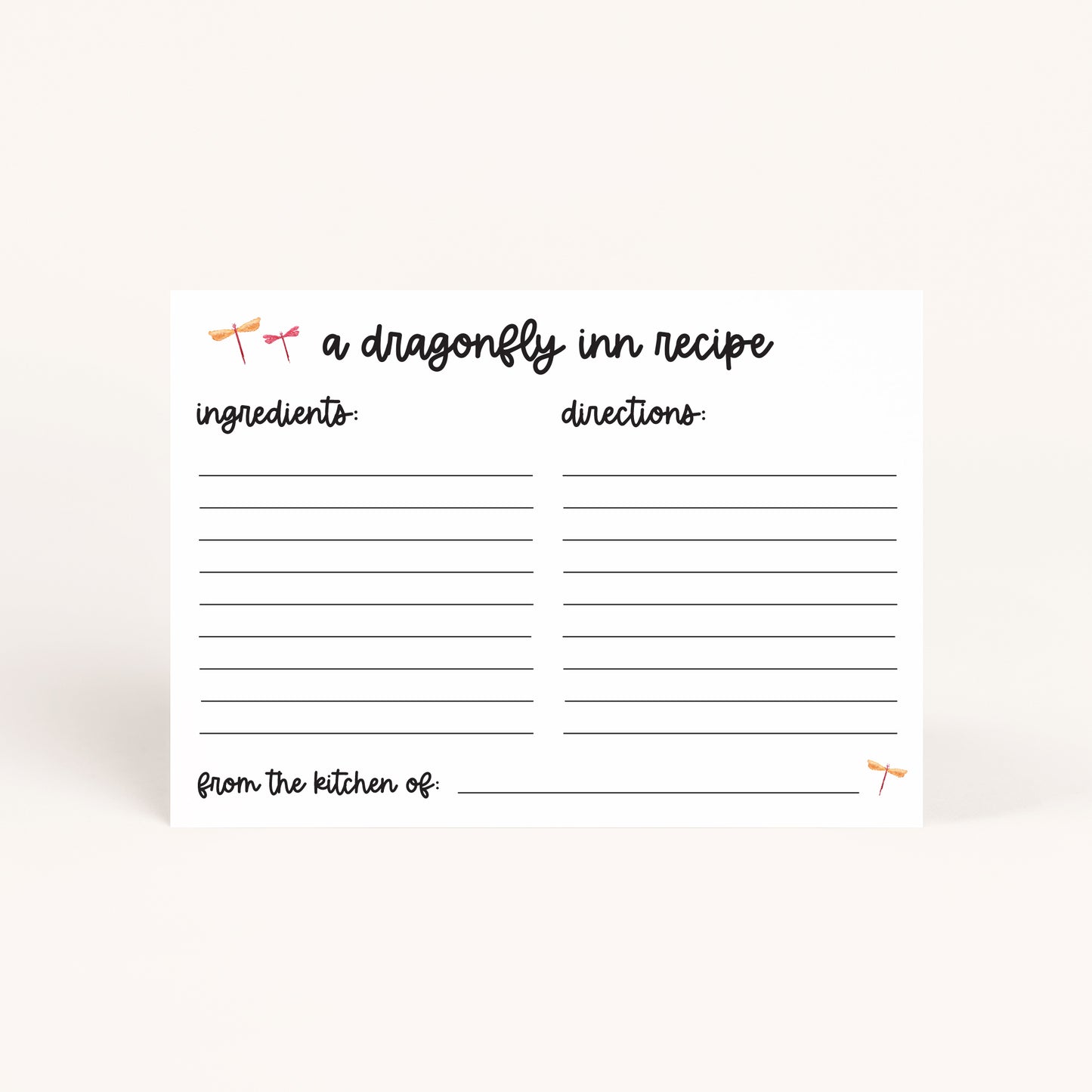 Gilmore Shower Recipe Card Printables