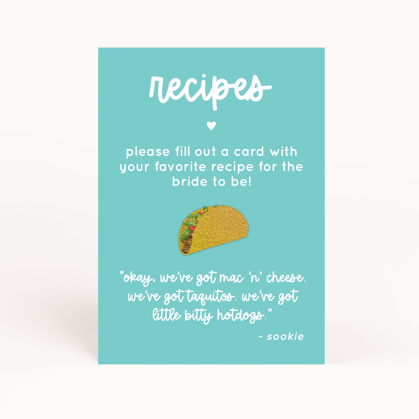 Gilmore Shower Recipe Card Printables