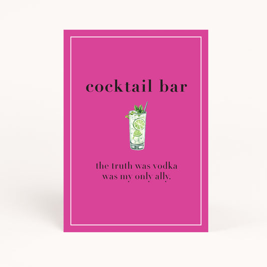 Sex and the City Bachelorette Party Cocktail Bar Printable
