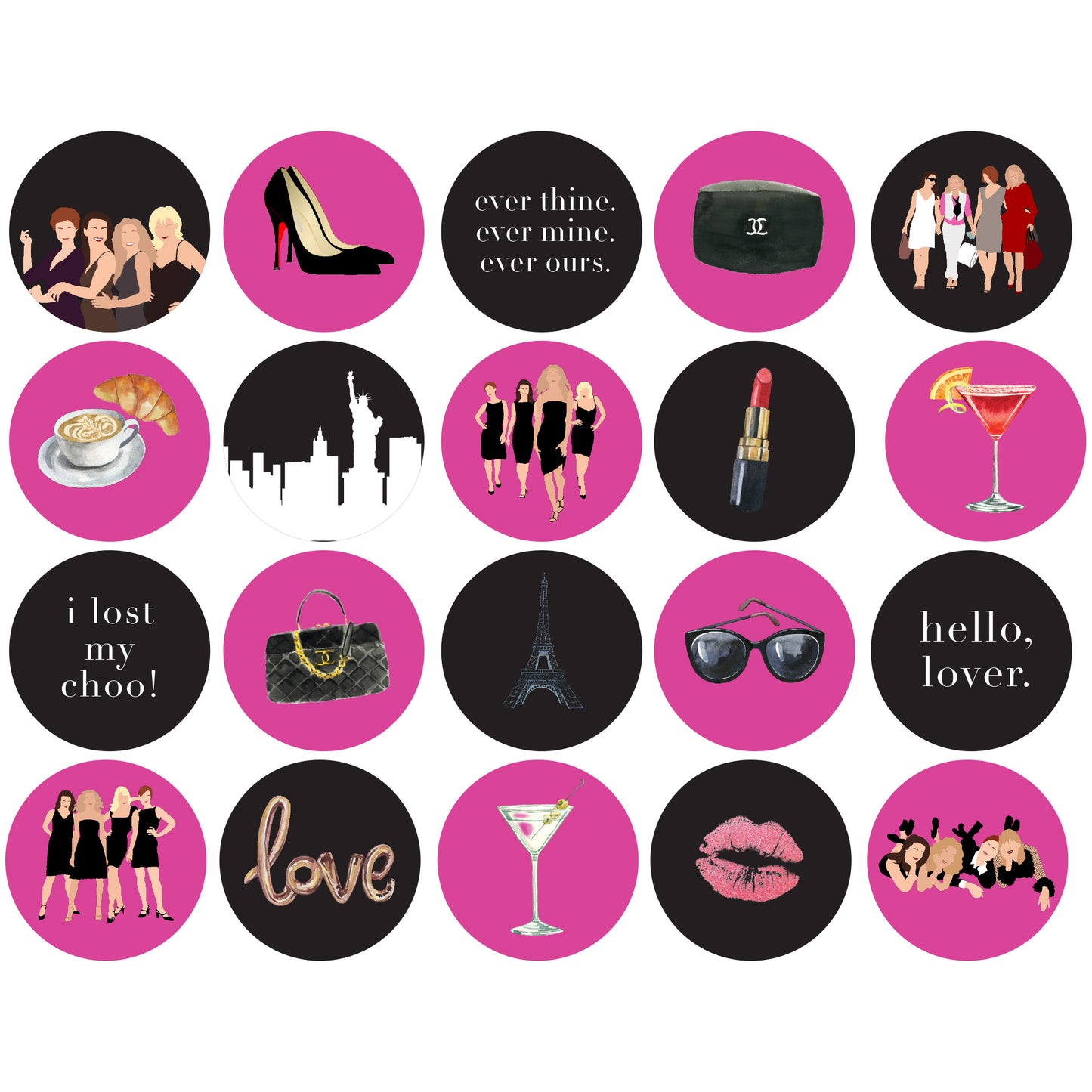 Sex and the City Bachelorette Party Cupcake Toppers Printables