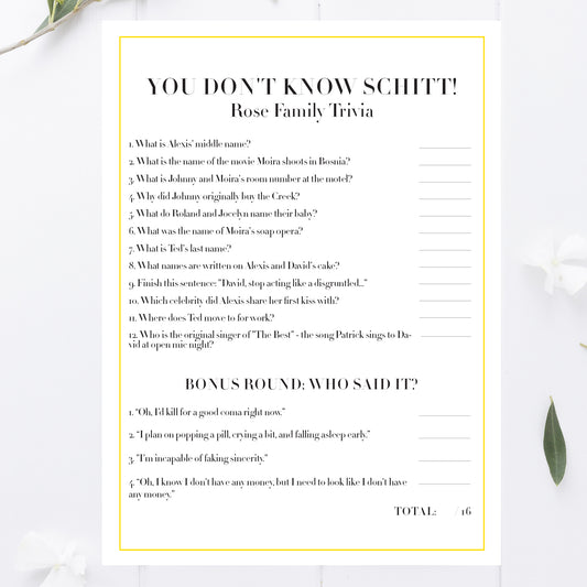 Schitts Party Trivia Game Printable