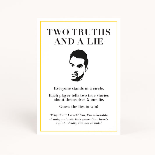 Schitts Two Truths and a Lie Game Printable