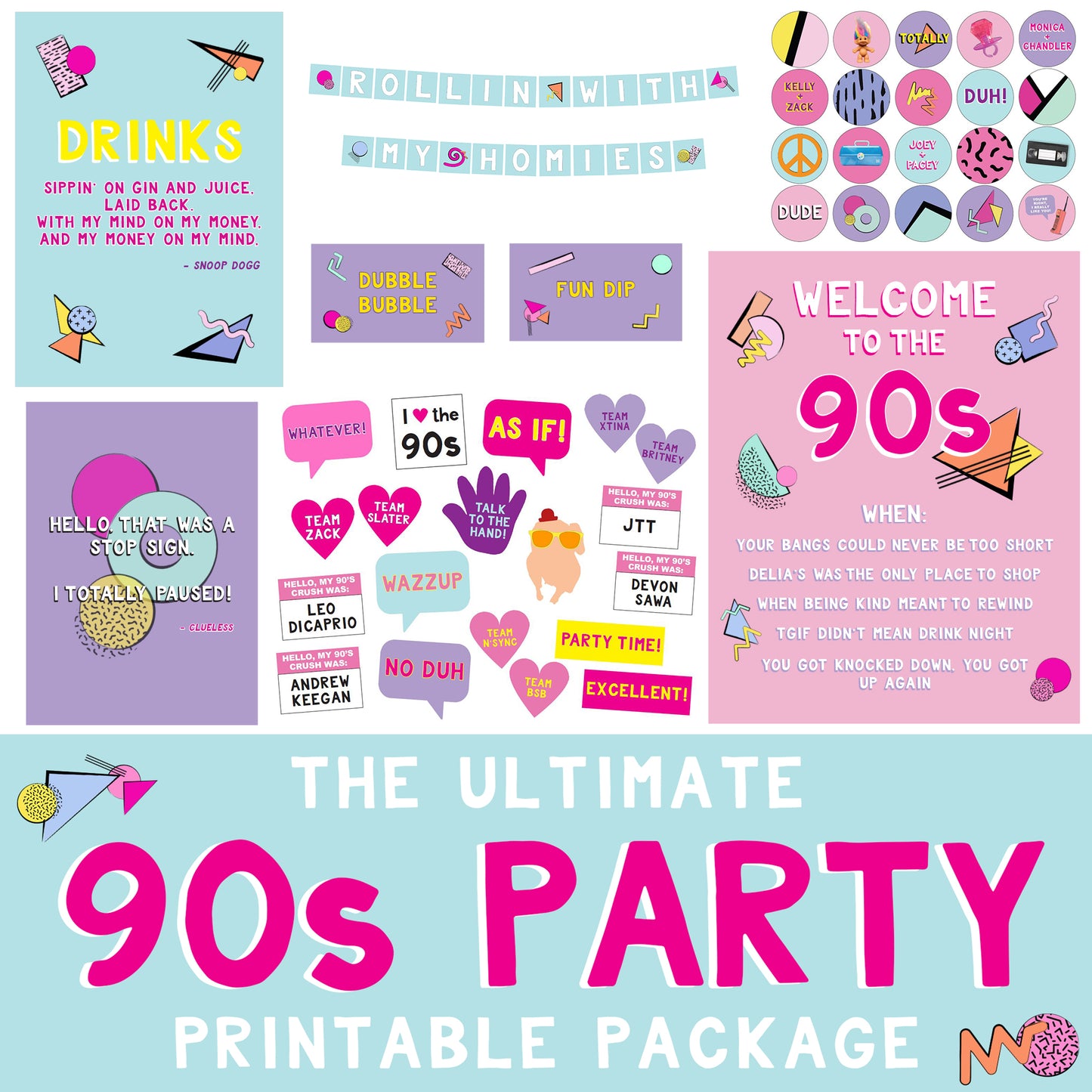 The Ultimate 90s Party Printable Package